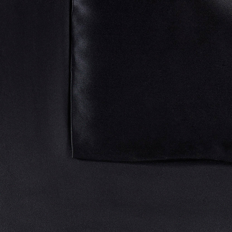 Madison Park Silk 100% Mulberry Silk Pillowcase, Black