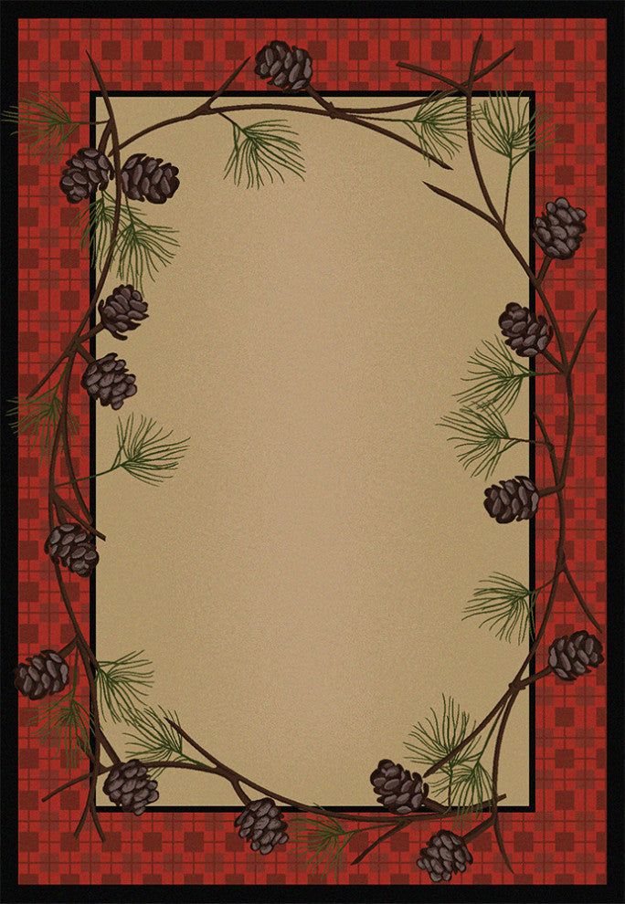 Delicate Pines, Red, 4'x5'