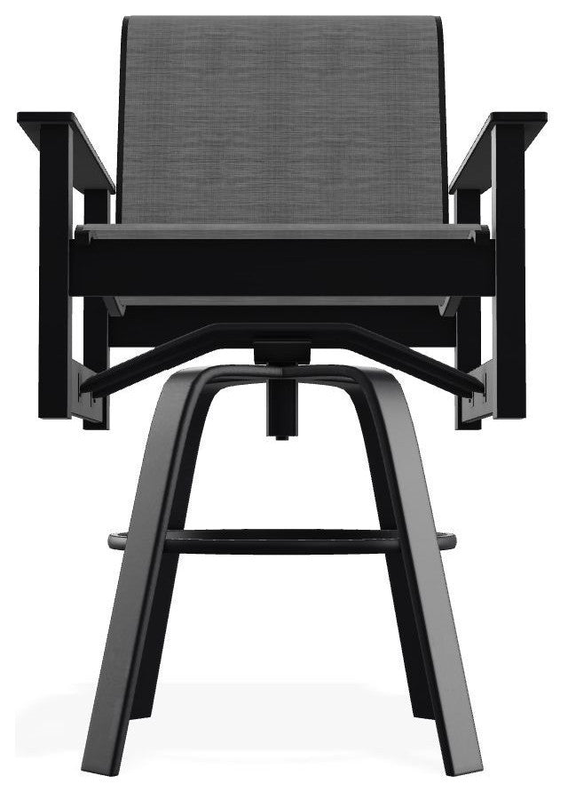 Leeward Sling Bar Height Outdoor Swivel Armchair, Collect Charcoal/Black