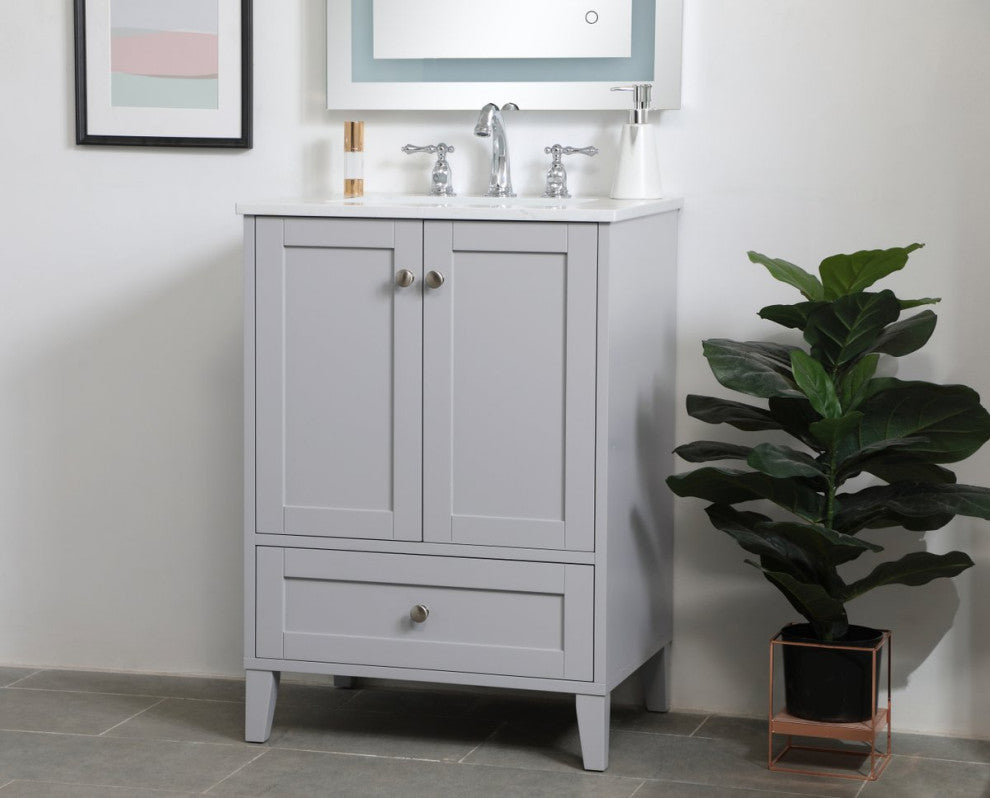 24" Single Bathroom Vanity, Gray