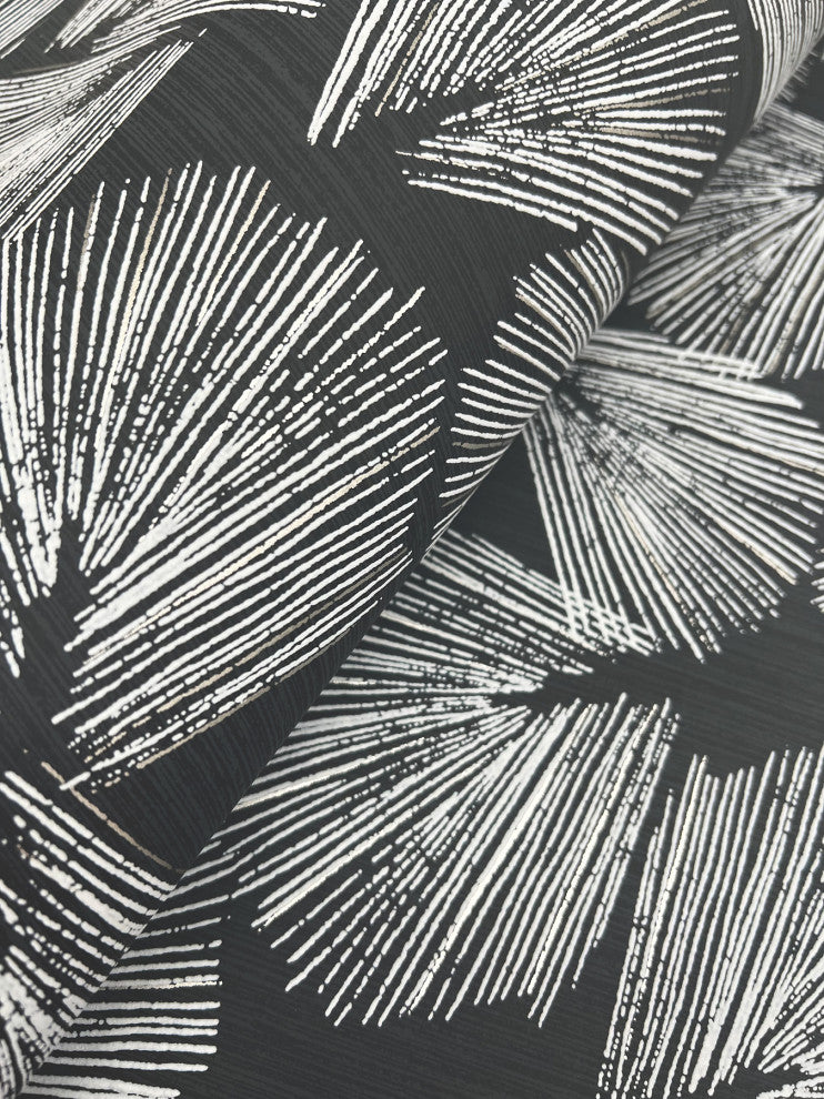 Elora Leaf Black Wallpaper