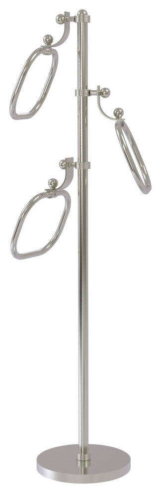 Towel Stand with 9" Oval Towel Rings, Satin Nickel