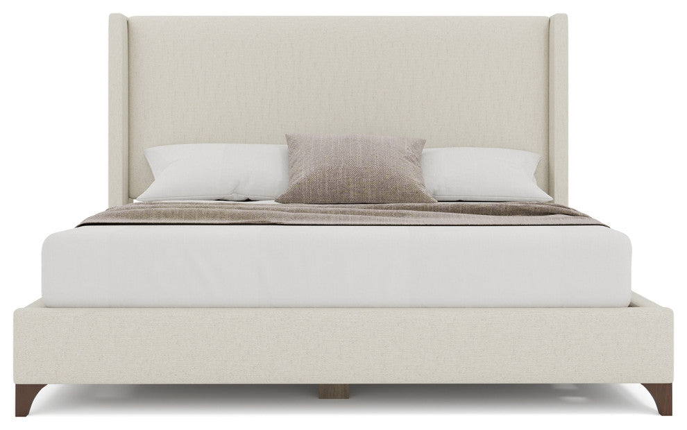 Nativa Interiors Megan Classic Plain Upholstered Bed, Off White, Queen