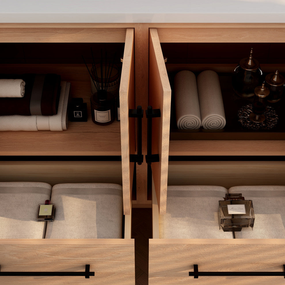 Victoria 72" Solid Wood Bath Vanity, Double Sink, Red Oak