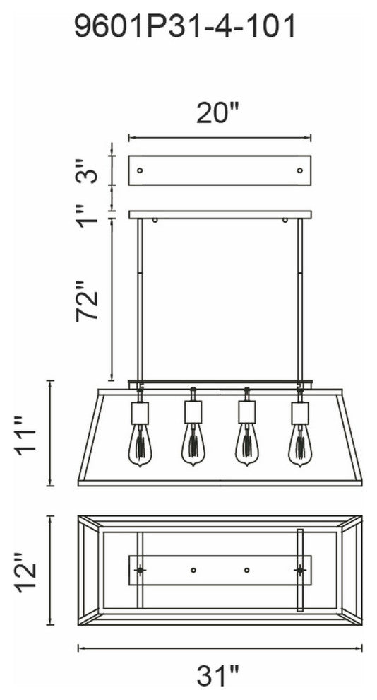 Alyson 4 Light Down Chandelier With Black Finish
