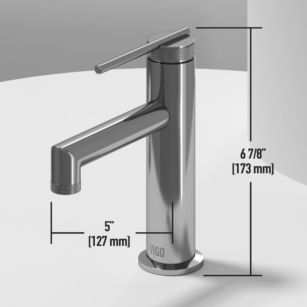 VIGO Sterling 7" H Single Handle Single Hole Bathroom Faucet, Chrome, Without Extras