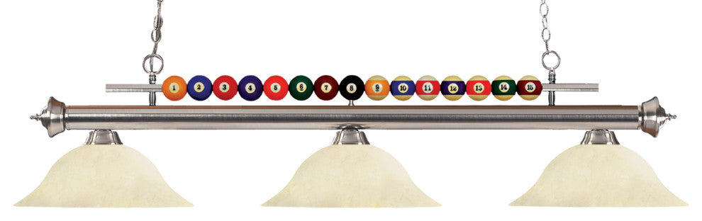 Shark Collection 3 Light Billiard Light in Brushed Nickel Finish
