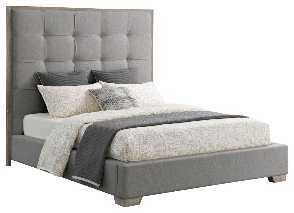 Remi Stain-Resistant Queen Bed With Bench, Gray