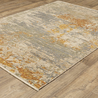 Saturn Mottled Abstract Beige/Gold Wool Blend Area Rug 6'7" x 9'6"
