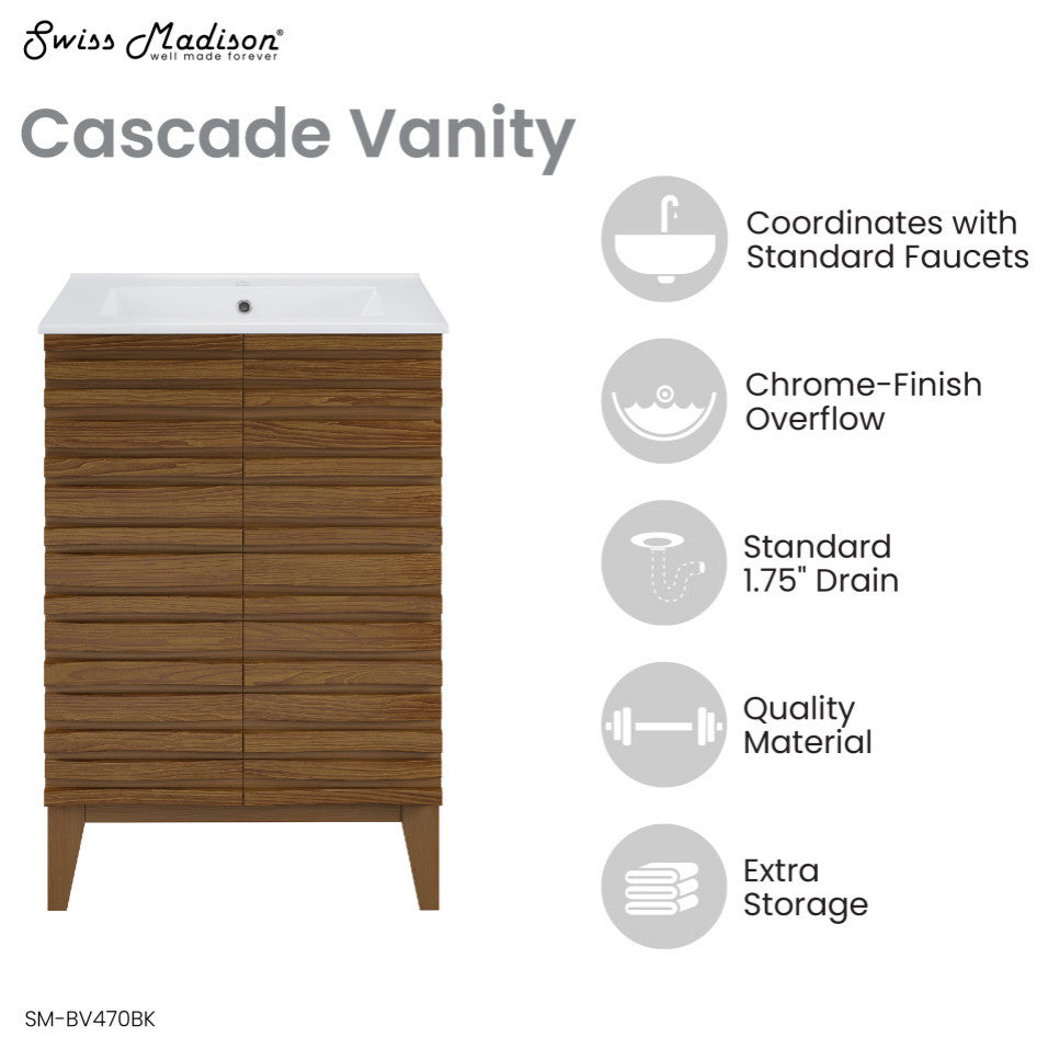 Cascade 24 '' Bathroom Vanity, Brown Oak