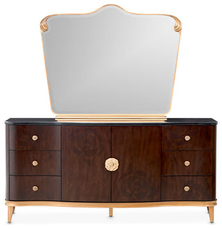 Camellia Field Dresser With Mirror, Warm Pecan