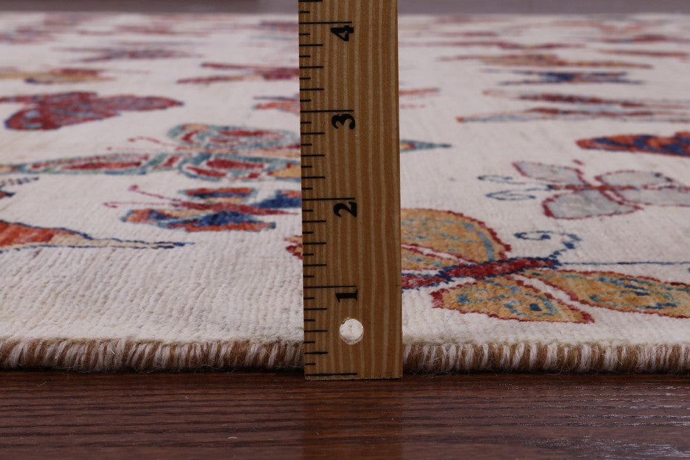 8' 0" X 9' 10" Butterflies Persian Gabbeh Handmade Wool Rug - Q12441