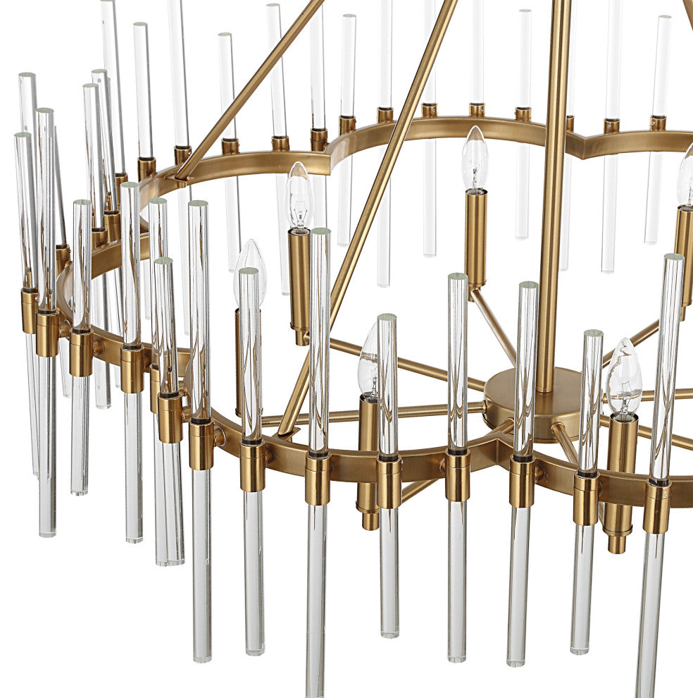 Uttermost Crystal Stick 8 Light Brass Chandelier