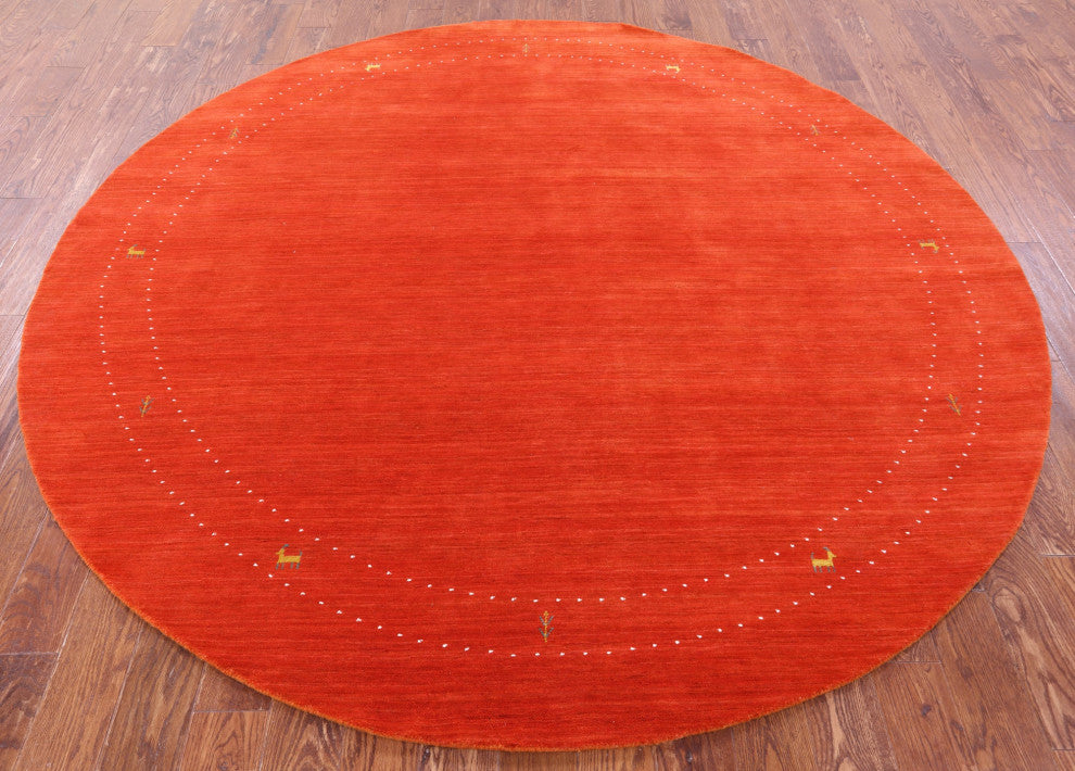 8' Round Persian Gabbeh Hand Knotted Wool Rug - Q15100