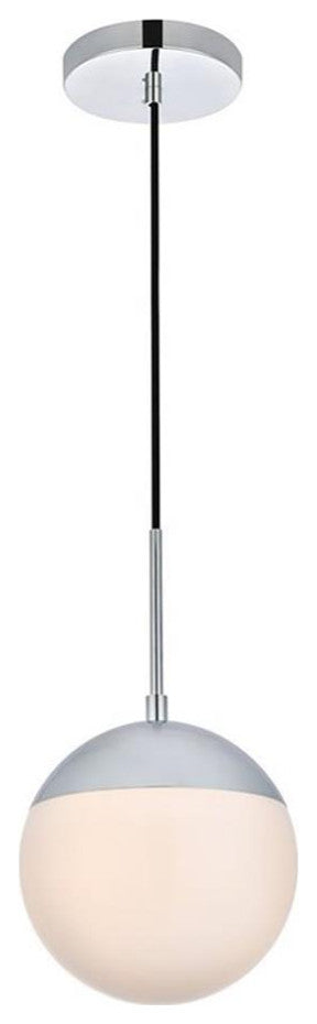 Living District Eclipse 1-Light Metal & Glass Pendant in Chrome/Frosted White