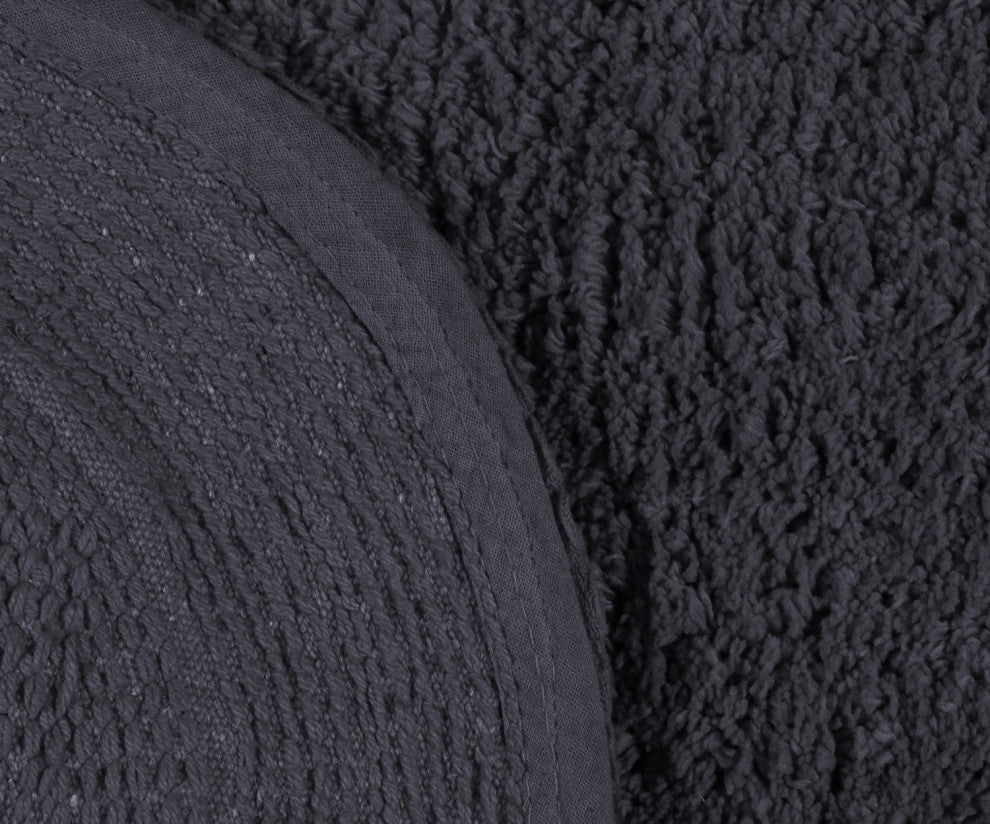 Double Ruffle Collection Bath Rugs Set, 3-Piece Set With Runner, Gray