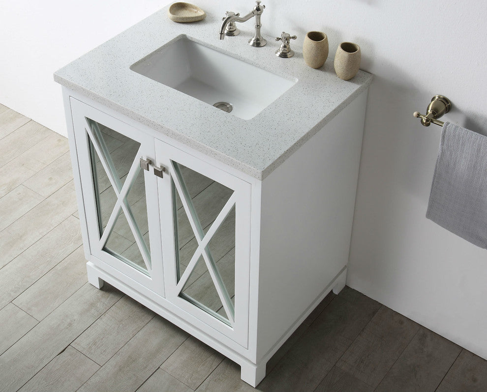30" Wood Sink Vanity With Quartz Top-No Faucet