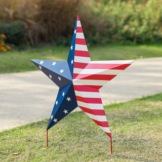 30.75"H Metal Patriotic Star Yard stake or Wall Decor
