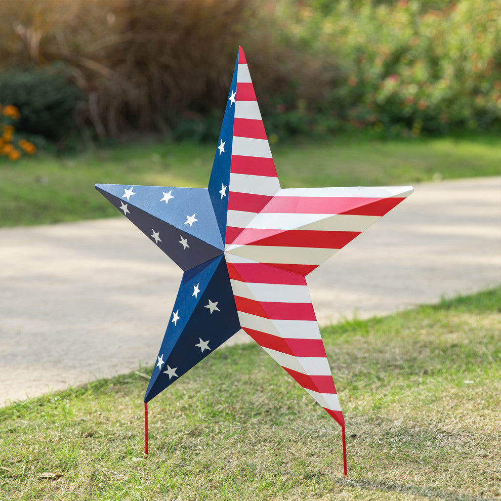 30.75"H Metal Patriotic Star Yard stake or Wall Decor