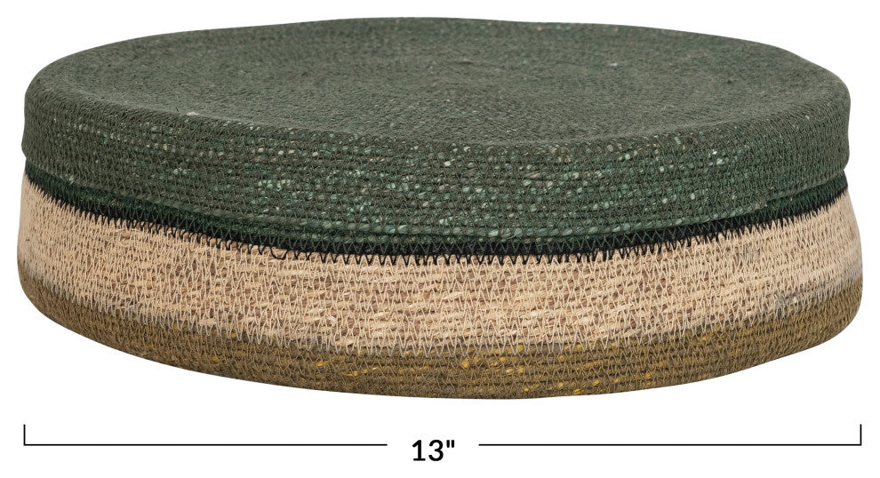 Farmhouse Round 2-Tone Seagrass Storage Baskets, Set of 3 Sizes, Multicolor