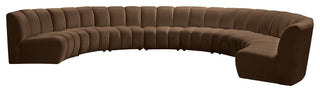 Infinity Channel Tufted Velvet Modular Chair, Brown, 8 Piece
