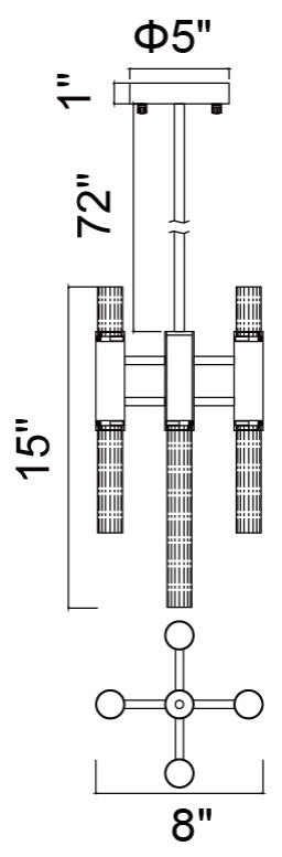 Orgue 9 Light Mini Pendant With Satin Gold Finish