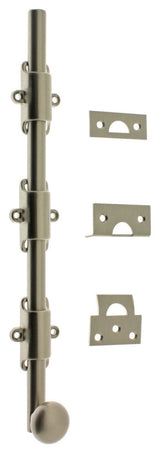 Genuine Solid Brass 18" Heavy Duty Surface Bolt, Satin Nickel