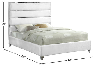 Zuma Velvet Upholstered Bed, White, King