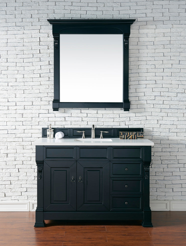 James Martin 147-114-5236-3WZ 48" Antique Black Vanity  w/ 3 CM Zeus Quartz Top