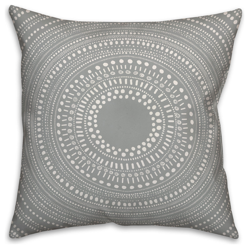 Grey Medallion 18x18 Throw Pillow
