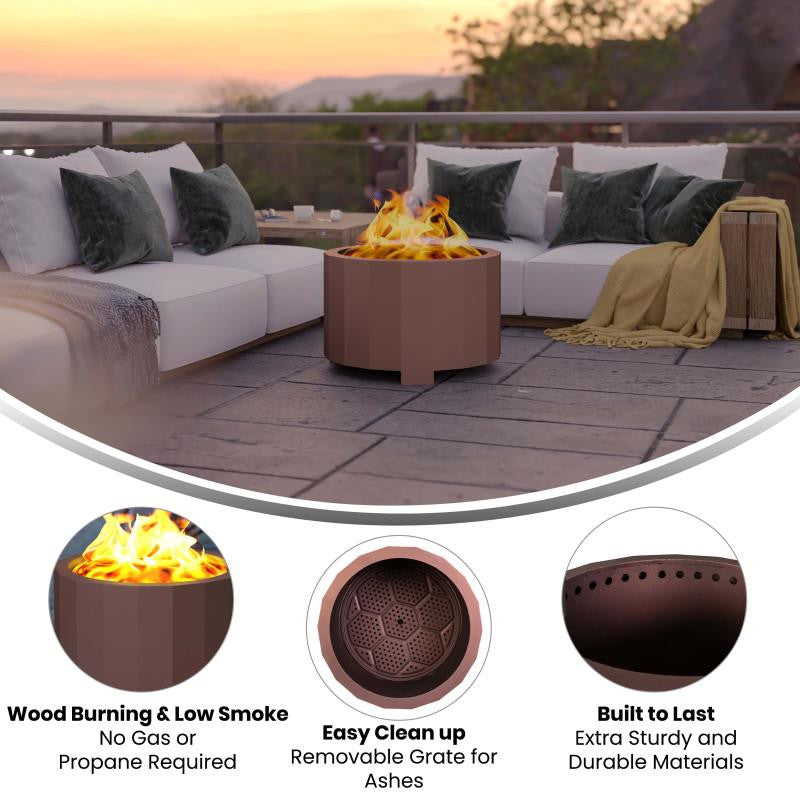 Titus Commercial Grade 27" Smokeless Outdoor Firepit, Bronze