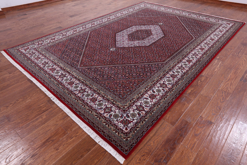 Fine Persian Bijar Handmade Wool and Silk Rug 8' 1" X 11' 8" Q6717