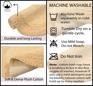 Double Ruffle Collection Bath Rugs Set, 2 Piece Set, Butter