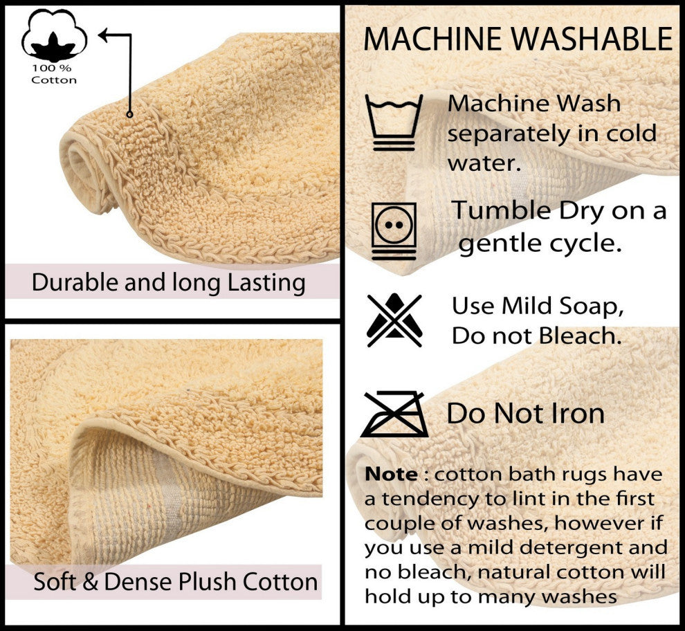 Double Ruffle Collection Bath Rugs Set, 2 Piece Set, Butter