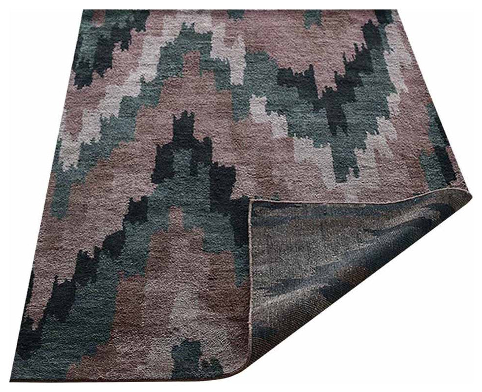 Hand Knotted Silk Area Rug Abstract Multicolor