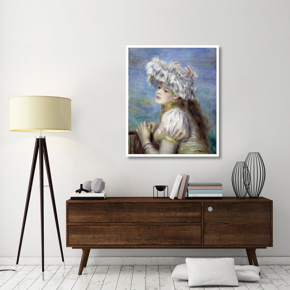 "Young Girl in a Lace Hat" Digital Paper Print by Pierre-Auguste Renoir, 38"x46"