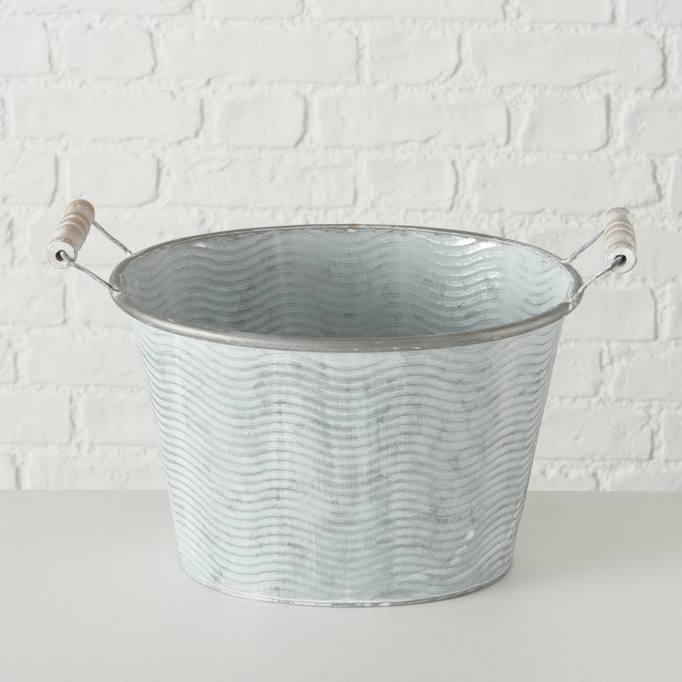 3 Piece Galvanized Zinc Corrugated Planters, 9"