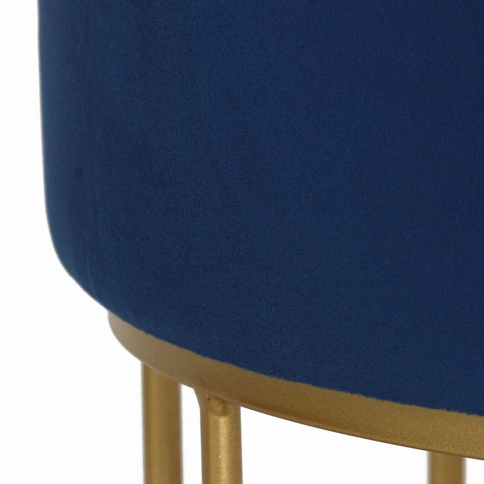 Cortesi Home Celestyn Round Storage Ottoman, Navy