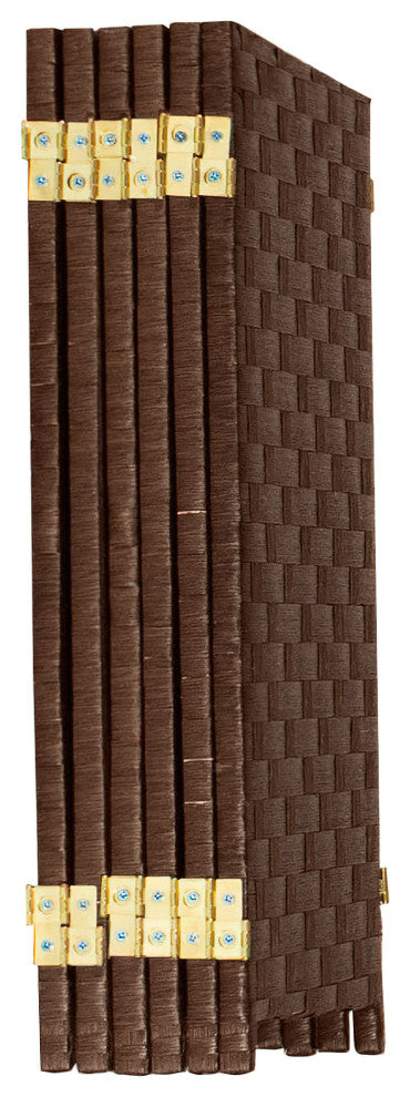 2 ft. Short Woven Fiber Room Divider 6 Panel Dark Mocha