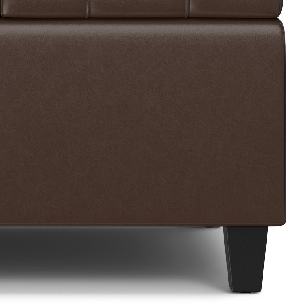 Harrison Small Square Coffee Table Storage Ottoman, Chocolate Brown