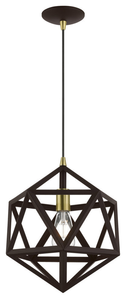 Ashland 1 Light Bronze With Antique Brass Accents Pendant