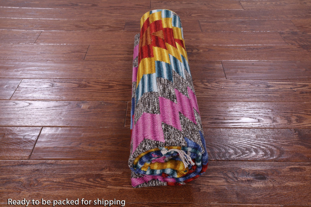 5' 0" X 8' 0" Reversible Kilim Flat Weave Wool Rug Q10542