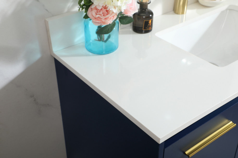 Home Living 40" Single Bathroom Vanity, Blue With Backsplash