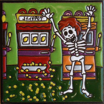 6"x6" Jackpot Day of the Dead Clay Tile