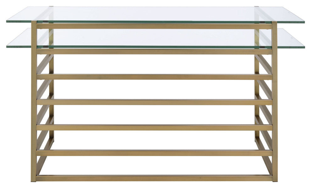 Shona Desk, Antique Gold and Clear Glass