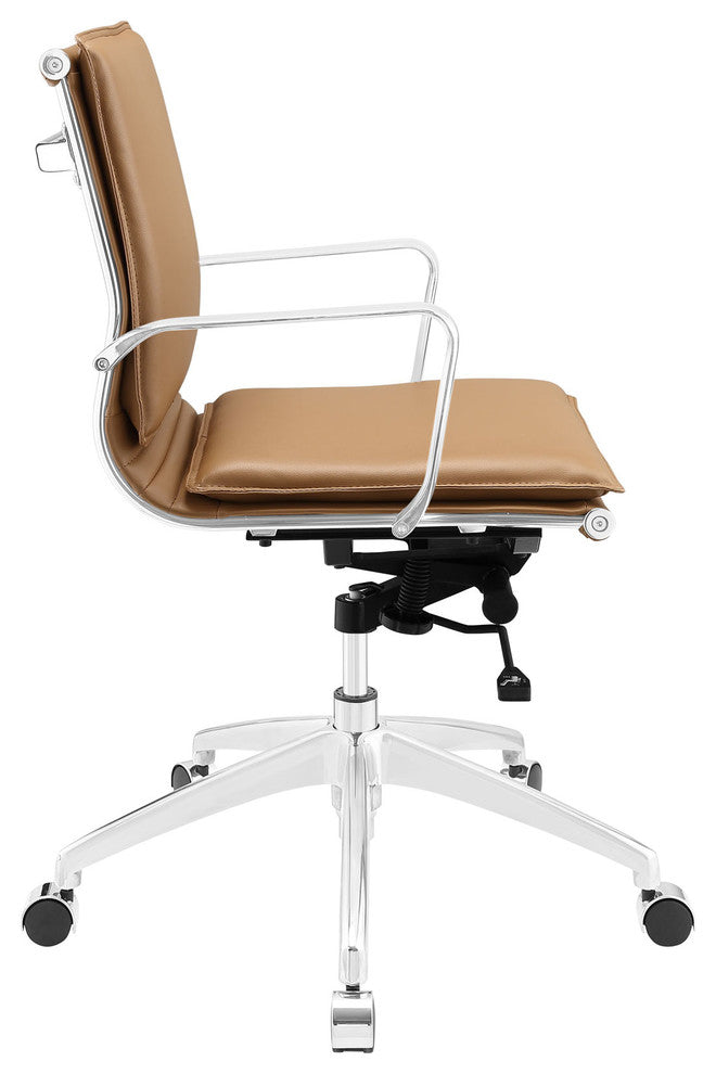 Modern Contemporary Office Chair, Brown Faux Leather