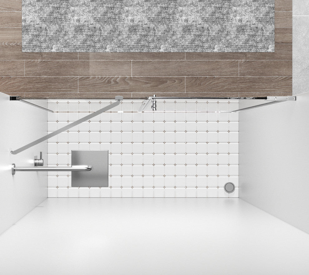 Home Living 48X72 Frameless Hinged Shower Door, Polished Chrome