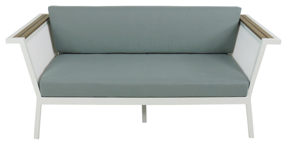 Riviera Geo Loveseat With Sunbrella Fabric, Canvas Black