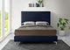 Geri Velvet Upholstered Bed, Navy, Full