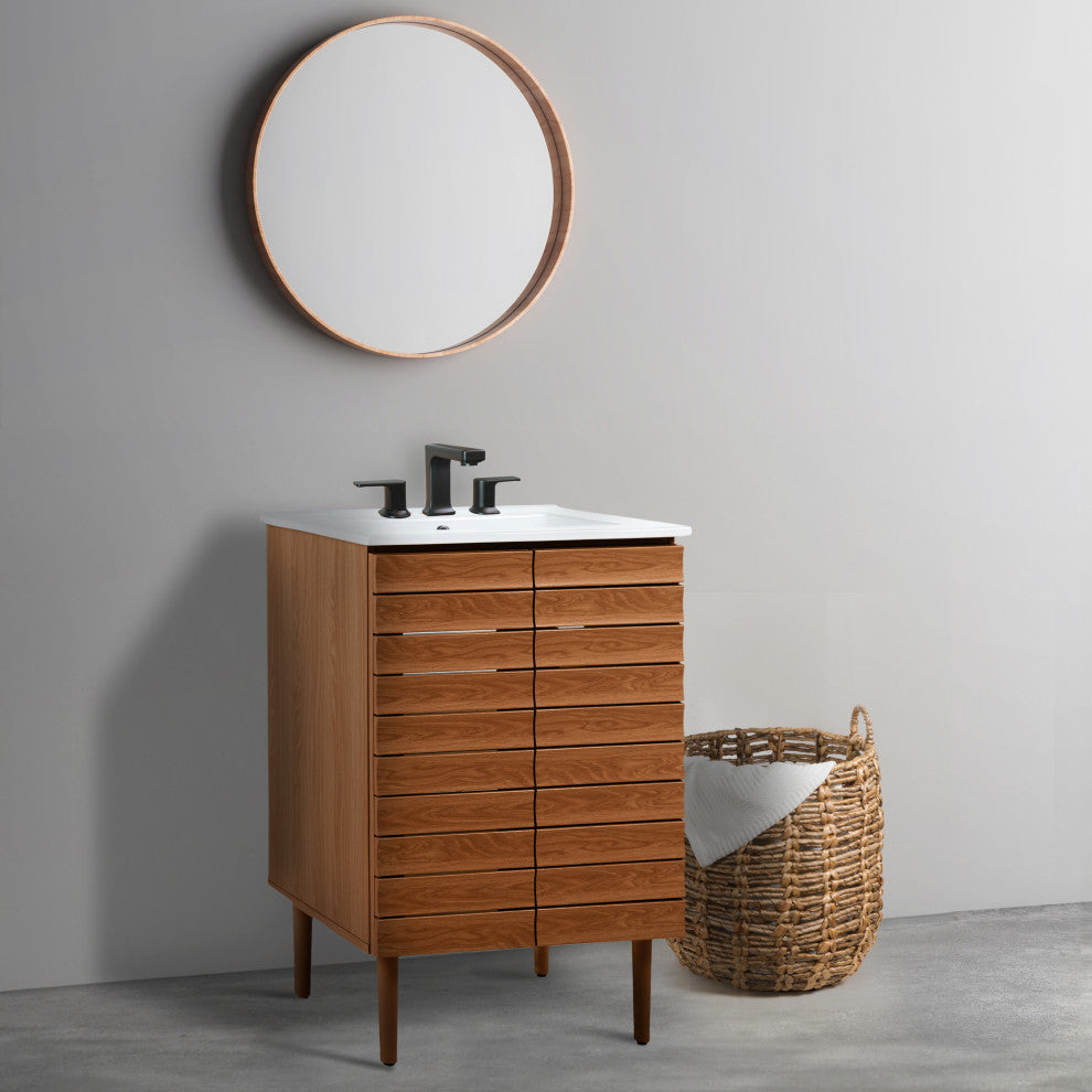 24" Modern Farmhouse 2-Shelf Bath Vanity Cabinet Only (Sink Basin not Included)
